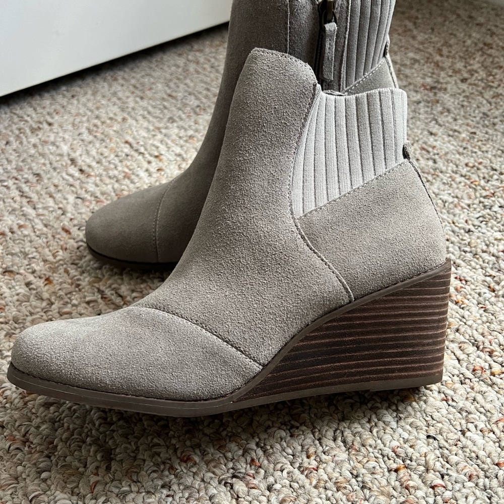 Toms Gray Ankle Boots with Wedge Heel